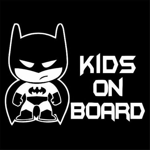 Kids ON Board 6" Batman Decorative DIE Cut Decal Vinyl Stickers Symbol for Cars Tablets LAPTOPS Skateboard - White Color in Kuwait
