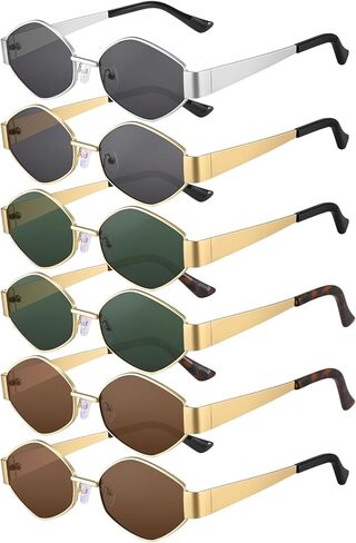Trendy Hexagon Metal Sunglasses for Women Men Small Retro Narrow Metal Frame Shade in Saudi Arabia