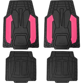 WYLF Automotive Floor Mats - Pink Heavy-Duty Rubber Floor Mats for Cars with Stripe Design, Universal Fit Full Set, Climaproof™ Floor Mats, Trimmable Floor Mats for Most Sedan, SUV, Truck Floor Mats in Saudi Arabia