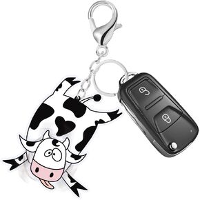 SuperKaKa Car Rotating Cow Head Keychain, Cute Acrylic Animal Stress Relief Key Ring in Kuwait