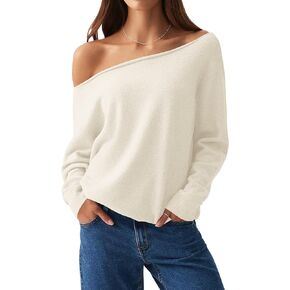Women Oversized Off Shoulder Sweaters Loose Fit Knit Long Sleeve Tops Casual Pullover Sweater 2025 Fashion Fall Top in Kuwait