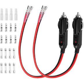 2 Pack 12V Cigarette Lighter Plug with LED Indicator & 15A Fuse,16AWG 60W 24/12V Plug Connector Replacement,Universal Cigarette Lighter Male Plugs for Car Vacuum/Tire Inflator in Kuwait