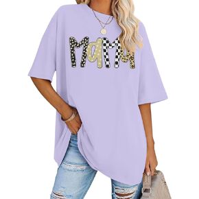 SFHFY Oversized Mama Shirts Women: Mom Bow Tshirt Loose Mama Letter Print T-Shirt Casual Mom Life Graphic Tee Top in Kuwait