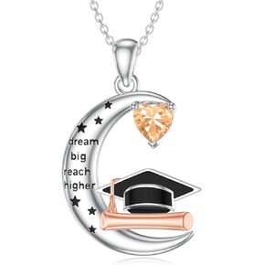 Graduation Gifts for Her Class of 2025 Graduation Necklace 925 Sterling Silver Birthstone Bachelor Cap Pendant High School College Graduation Jewelry for Women Men in Kuwait