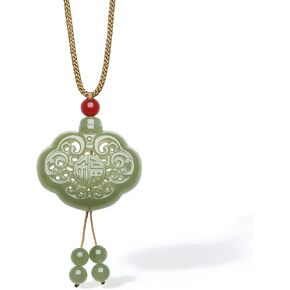 Jade Pendant Necklace Blessings Green Jade Pendants with Agate Bead Jewelry for Women Mom Lover Birthday Anniversary 25.6-29.5" Y0413845 in Kuwait