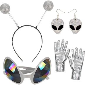 Alien Accessories Headband & Rainbow Lens Glasses Gloves Necklace Earring in Kuwait