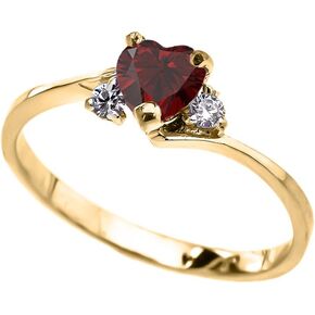 Dainty 10k Yellow Gold January Birthstone Heart with Cubic Zirconia Proposal/Promise Ring in Kuwait