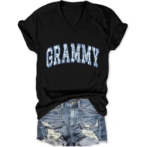 الجدة قمصان المرأة جرامي خمر الأزهار الجرافيك تي شيرت مضحك الجدة الحياة قميص عارضة قصيرة الأكمام الخامس الرقبة تيز in Kuwait