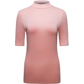 تي شيرت نسائي من OThread & Co. تي شيرت نسائي برقبة وهمية نصف كم وطبقة أساسية قابلة للتمدد ومريح وغير رسمي in Kuwait