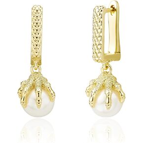 Pearl Dangle Hoop Earrings 14K Gold Plated Shell Pearl Unique Handmade Pearl Fashion Cartilage Drop Wedding Bridal Hoop Dainty Earrings For Women in Kuwait