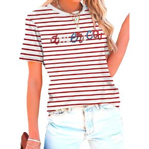 American Flag Shirt for Women Sequin USA Stripes T-Shirt 4th of July Patriotic Tee Tops in Kuwait