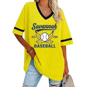 Baseball Shirts for Women Oversized Baseball V Neck Team Tshirt Game Day Fan Casual Short Sleeve Top in Kuwait