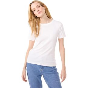 Petit Bateau Women's Iconic Plain White Short-Sleeved Rib Knit T-Shirt Sizes XXS-XL in Kuwait