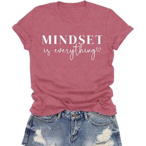 Positive Mindset Shirts for Women Inspirational T-Shirt Mindset is Everything Tee Tops in Saudi Arabia
