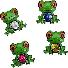 4 Pack Cute Frog Brooch with Gemstone, Vintage Metal Enamel Cartoon Badge for Women, Waist Buckle Pin for Jackets, Bags, Hats in Kuwait