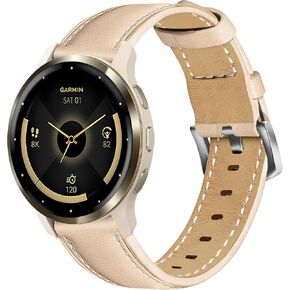 فرقة ساعة جلدية 18 ملم متوافقة مع Garmin Venu 3S/Venu 2S/Vivoactive 4S/Vivomove 3S/Forerunner 265S/Forerunner 255s ، حزام صغير من الجلد الناعم المعصم للنساء الرجال in Kuwait