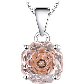 2ct Octagon Cut Morganite & Pink Cubic Zirconia Pendant Necklace - 18 inches 925 Sterling Silver Box Chain for Women, Gift Ready Jewelry in Kuwait