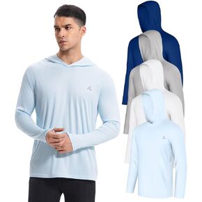 4 Pack Men's UPF 50+ Fishing Shirt Long Sleeve Sun Hoodie UV Protection Dry Fit Rash Guard Swim Athletic Workout Gym Running in Kuwait
