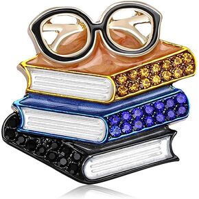 Enamel/Rhinestone Book Brooch and Pin for Women Librarian Book Jewelry Birthday Gifts for Librarians Reading Lovers in Kuwait