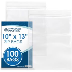 Spartan Industrial - 10" X 13" (100 Count) Quart Clear Reclosable Zip Plastic Poly Bags with Resealable Lock Seal Zipper - 2 Mil in Kuwait