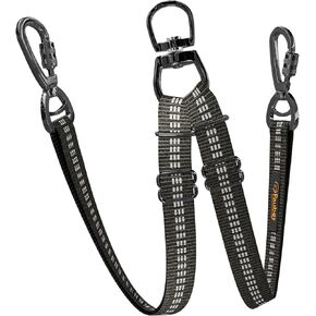 Double Dog Leash – Adjustable Length Long Leash for Dog Training – Dual Reflective Dog Leash with Non-Tangle Design – Heavy Duty Nylon – Ideal (Black, 2 Dog Leash with Handle) in Saudi Arabia