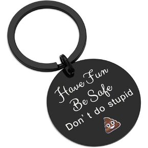هدايا للمراهقات للابن والابنة هدية عيد ميلاد من الأم للمراهقين والأولاد والبنات استمتعوا بالأمان ولا تفعلوا سلسلة مفاتيح غبية (أسود مستدير)، 1.97 بوصة × 1.10 بوصة in Kuwait
