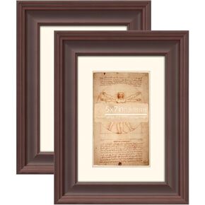11x14 Espresso Beveled Design Classic Wooden Picture Frame, Matted for 8x10 inches Photos, Paitings or artworks, Real Glass, Horizontal or Vertical Wall Mount Display in Saudi Arabia