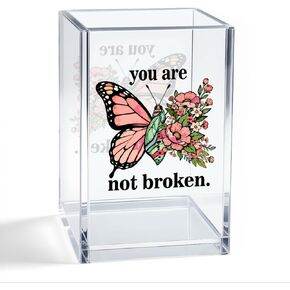 حامل قلم رصاص منظم من الأكريليك من You Are Not Broken، منظم تخزين فرش المكياج على شكل فراشة، حامل إكسسوارات مكتب الفراشة المضحكة للنساء والأم والابنة والأخت والصديقة الناجية in Kuwait