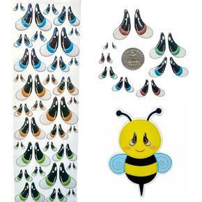 S68-M: 66 Pcs (33 Pairs) Assorted 3D Resin Wiggle & Googly Eyes (5mm-22mm) - Blue, Green, Coffee- Self-Adhesive for DIY Crafts, Clay, Polymer Clay, Cold Porcelain, Amigurumi – Various Sizes in Kuwait