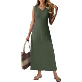 MISFAY Women Summer Maxi Dress 2026 Sundress Wrinkle-Free Casual Beach Long Dress Sleeveless Vacation Maxi Dress with Pockets in Kuwait