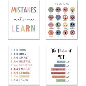 KEUSPI Mental Health Boho Educational Feelings Psychology Wall Art Poster Prints Posters For Kids Classroom Therapy Office School Counseling Office Decor Decorations Unframed 8x10 Inches Set of 4 in Kuwait