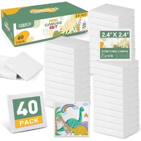 ESRICH Mini Canvases for Painting 4x4 Canvas Value Pack for 48PCS, 2/5In Thickness Small Canvas, Blank Canvas Bulk are Great for School Projects,Kids Birthday Party and Wall Decoration., white in Kuwait