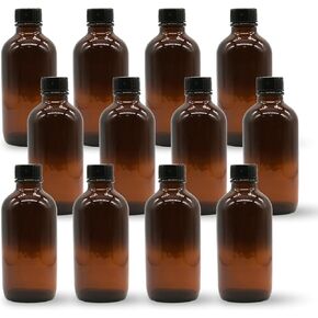 Boston Round Glass Bottles with cap (4 Ounce Amber 12 Pack) in Kuwait