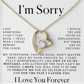 LUXUS™ 18K Gold Heart Necklace with Cubic Zirconia – Apology Gift for Her, Romantic Love Necklace for Girlfriend or Wife in Saudi Arabia