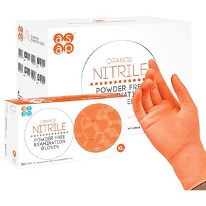ASAP Orange Nitrile Powder Free Examination Gloves, Disposable, 4.5 mil, Medical, Food Safe, Tattoo, Cooking, Cleaning, Car in Kuwait