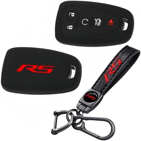 for RS Silicone Rubber Key Protector with Key Chain Compatible with Equinox Malibu Camaro Traverse Blazer Cruze Trailblazer Trax Sonic Spark (5 RED) in Saudi Arabia