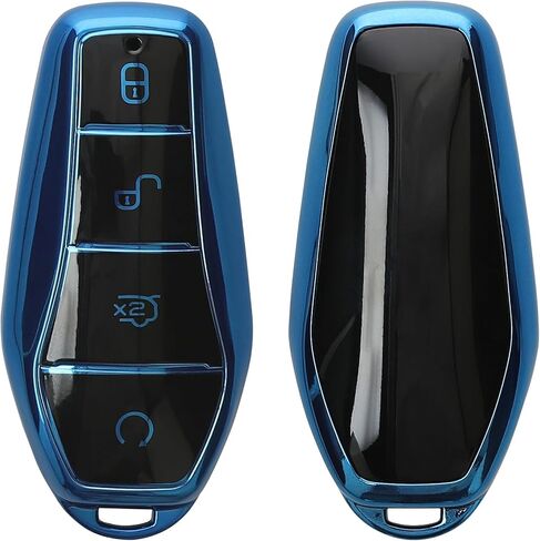 kwmobile Key Cover Compatible with BYD Atto 3 / Sealion/Han/Tang/Dolphin/Seal - Soft TPU Car Key Fob Protector Case - Black Matte/Black in Saudi Arabia