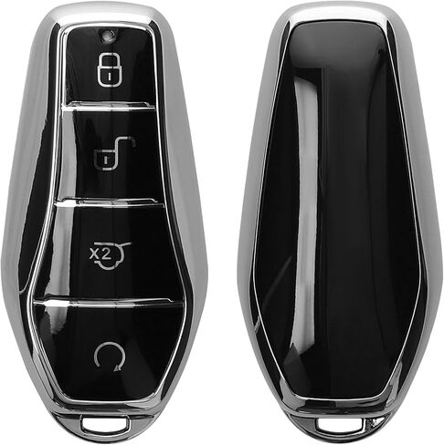 kwmobile Key Cover Compatible with BYD Atto 3 / Sealion/Han/Tang/Dolphin/Seal - Soft TPU Car Key Fob Protector Case - Black Matte/Black in Saudi Arabia