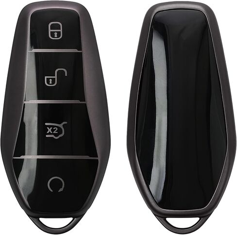 kwmobile Key Cover Compatible with BYD Atto 3 / Sealion/Han/Tang/Dolphin/Seal - Soft TPU Car Key Fob Protector Case - Black Matte/Black in Saudi Arabia
