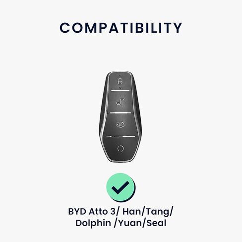 kwmobile Key Cover Compatible with BYD Atto 3 / Sealion/Han/Tang/Dolphin/Seal - Soft TPU Car Key Fob Protector Case - Black Matte/Black in Saudi Arabia