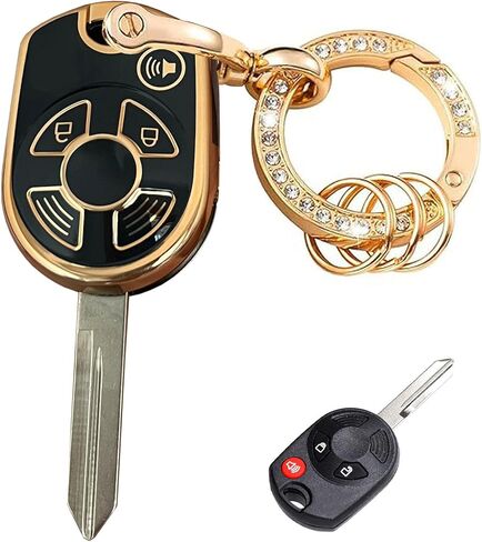 أنظمة دخول بدون مفتاح لغطاء Ford Key Fob مناسب لمفتاح Ford Transit Mustang Fusion Lincoln Mercury الذكي (3 أزرار وردي فضي) in Kuwait