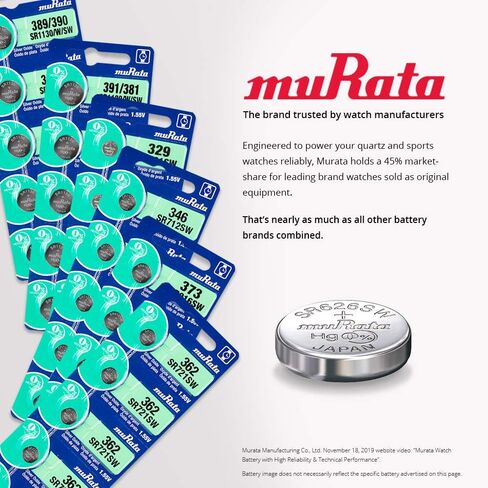 Murata 396 SR726W Battery 1.55V Silver Oxide Watch Button Cell (15 Batteries) in Kuwait