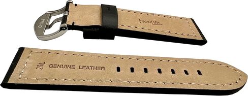 NewLife 26mm Long, Black Leather Watchband Compatible with Panerai Watch | Thick, Smooth, Flat Padded Replacement Watchstrap Bracelet that brings to Any Watch (Mens Long Length) in Saudi Arabia