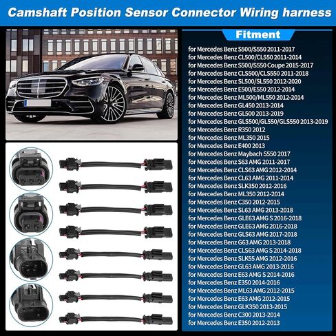 8PCS Camshaft Position Sensor Connector Plug Wiring Harness Kit 3PIN & 2PIN for Mercedes Benz 4.7L M278 Engine Vehicles 2011-2020 A2761560790/A2769051000 in Saudi Arabia