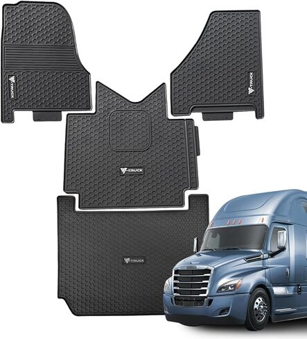 All-Weather 4-Piece Rubber Floor Liner Set Compatible with Freightliner Cascadia 126 (2017–Present) – Heavy-Duty Waterproof Semi Truck Mats – Durable, Easy to Clean, Non-Slip Interior Protection in Kuwait