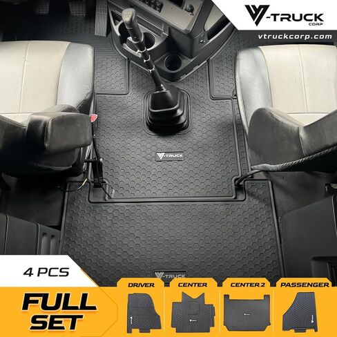 All-Weather 4-Piece Rubber Floor Liner Set Compatible with Freightliner Cascadia 126 (2017–Present) – Heavy-Duty Waterproof Semi Truck Mats – Durable, Easy to Clean, Non-Slip Interior Protection in Kuwait