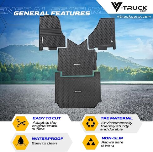 All-Weather 4-Piece Rubber Floor Liner Set Compatible with Freightliner Cascadia 126 (2017–Present) – Heavy-Duty Waterproof Semi Truck Mats – Durable, Easy to Clean, Non-Slip Interior Protection in Kuwait