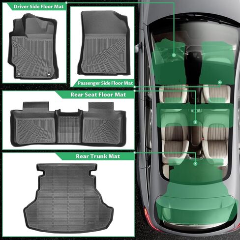 Floor Mats for Toyota Camry 2018-2024(FWD ONLY), Custom Fit 1st & 2nd Row for Camry Floor Mats & Cargo Mat, (Non Hybrid) TPE Waterproof Anti-Slip 2022 2023 Toyota Camry 8th Floor Mats Accessories in Kuwait