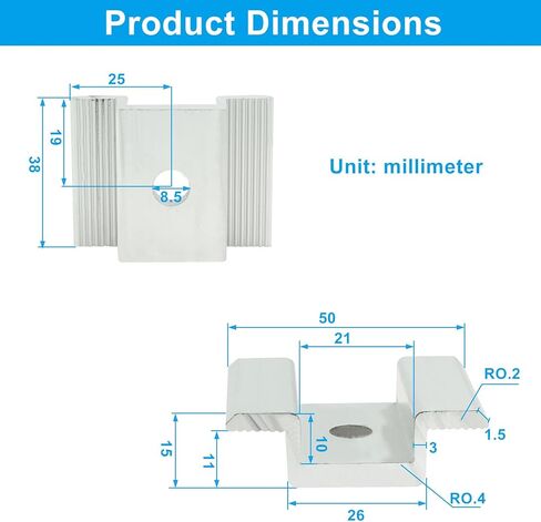 12 حزمة من المشبك الأوسط للألواح الشمسية، دعامة تثبيت للألواح الشمسية مقاس 1.06 بوصة، ملحقات تثبيت الألواح الشمسية المصنوعة من الألومنيوم للنظام الكهروضوئي، لوحة الطاقة الشمسية للسقف in Kuwait