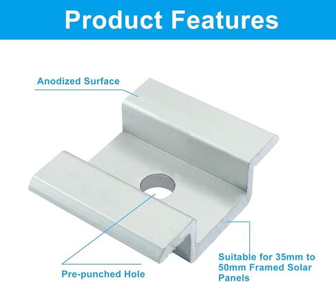 12 حزمة من المشبك الأوسط للألواح الشمسية، دعامة تثبيت للألواح الشمسية مقاس 1.06 بوصة، ملحقات تثبيت الألواح الشمسية المصنوعة من الألومنيوم للنظام الكهروضوئي، لوحة الطاقة الشمسية للسقف in Kuwait